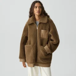Reversible Cocoon Coat in Shearling