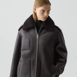 Reversible Cocoon Coat in Shearling