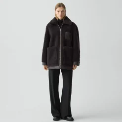 Reversible Cocoon Coat in Shearling