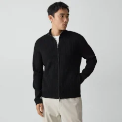 Ribbed Full-Zip Cardigan in Light Bilen