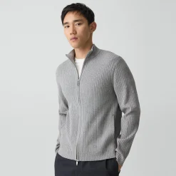 Ribbed Full-Zip Cardigan in Light Bilen