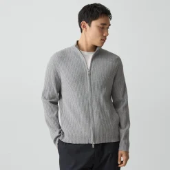 Ribbed Full-Zip Cardigan in Light Bilen