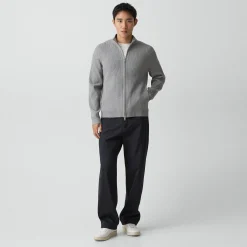 Ribbed Full-Zip Cardigan in Light Bilen