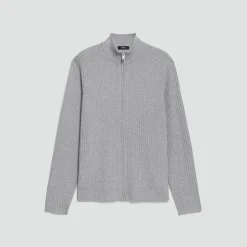 Ribbed Full-Zip Cardigan in Light Bilen