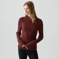 Ribbed Mock Neck Sweater in Cashmere