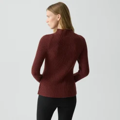 Ribbed Mock Neck Sweater in Cashmere