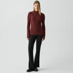Ribbed Mock Neck Sweater in Cashmere
