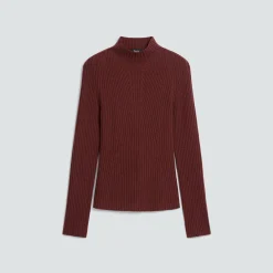 Ribbed Mock Neck Sweater in Cashmere
