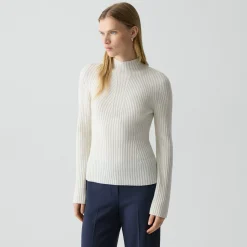 Ribbed Mock Neck Sweater in Cashmere