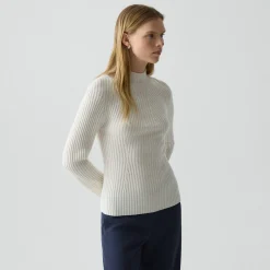 Ribbed Mock Neck Sweater in Cashmere