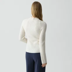 Ribbed Mock Neck Sweater in Cashmere