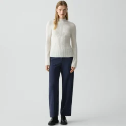 Ribbed Mock Neck Sweater in Cashmere