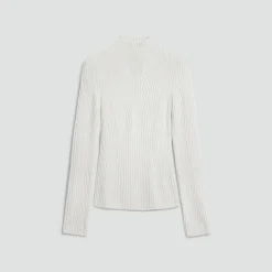 Ribbed Mock Neck Sweater in Cashmere