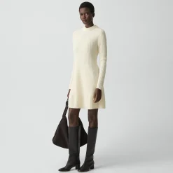 Ribbed Sweater Dress in Felted Wool-Cashmere