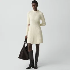 Ribbed Sweater Dress in Felted Wool-Cashmere