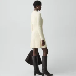 Ribbed Sweater Dress in Felted Wool-Cashmere