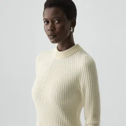 Ribbed Sweater Dress in Felted Wool-Cashmere