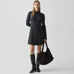 Ribbed Sweater Dress in Felted Wool-Cashmere