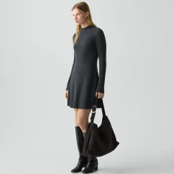 Ribbed Sweater Dress in Felted Wool-Cashmere