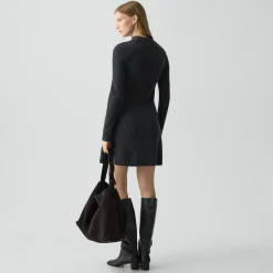 Ribbed Sweater Dress in Felted Wool-Cashmere