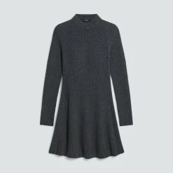 Ribbed Sweater Dress in Felted Wool-Cashmere