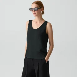 Scoop Neck Shell Top in Silk Georgette