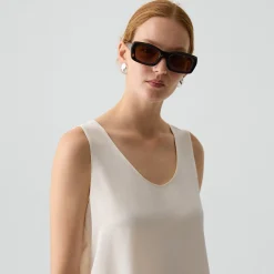 Scoop Neck Shell Top in Silk Georgette