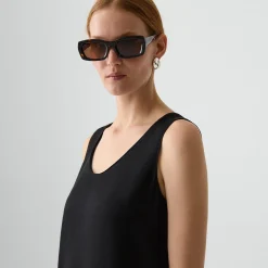Scoop Neck Shell Top in Silk Georgette