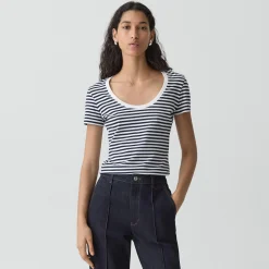 Scoop Neck Tee in Jersey Stripe