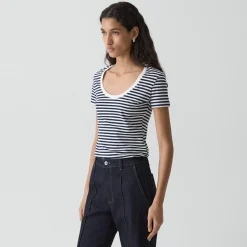Scoop Neck Tee in Jersey Stripe