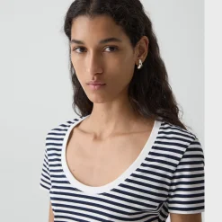Scoop Neck Tee in Jersey Stripe