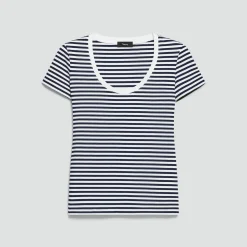 Scoop Neck Tee in Jersey Stripe