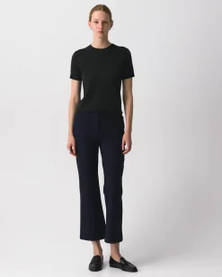 Seamed Kick Pant in Stretch Cotton-Blend