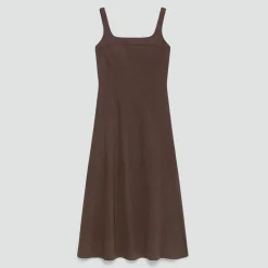 Seamed Square Neck Dress in Good Linen