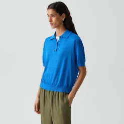 Sheer Polo Shirt in Linen Knit