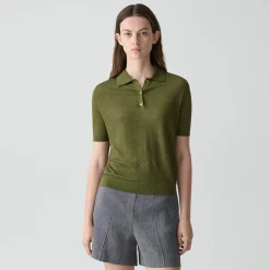 Sheer Polo Shirt in Linen Knit