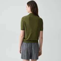 Sheer Polo Shirt in Linen Knit