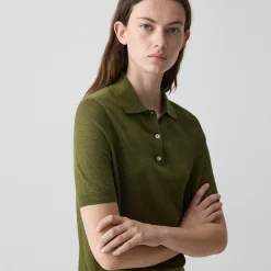 Sheer Polo Shirt in Linen Knit