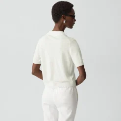 Sheer Polo Shirt in Linen Knit