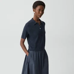 Sheer Polo Shirt in Linen Knit