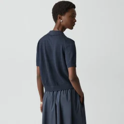 Sheer Polo Shirt in Linen Knit