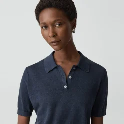 Sheer Polo Shirt in Linen Knit