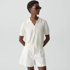 Sheer Polo Shirt in Linen Knit