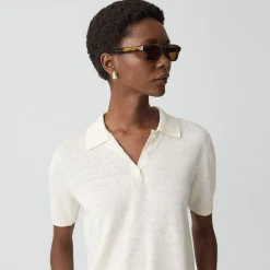 Sheer Polo Shirt in Linen Knit