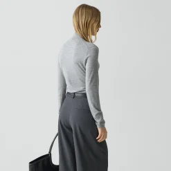 Shirred Henley Sweater in Regal Wool