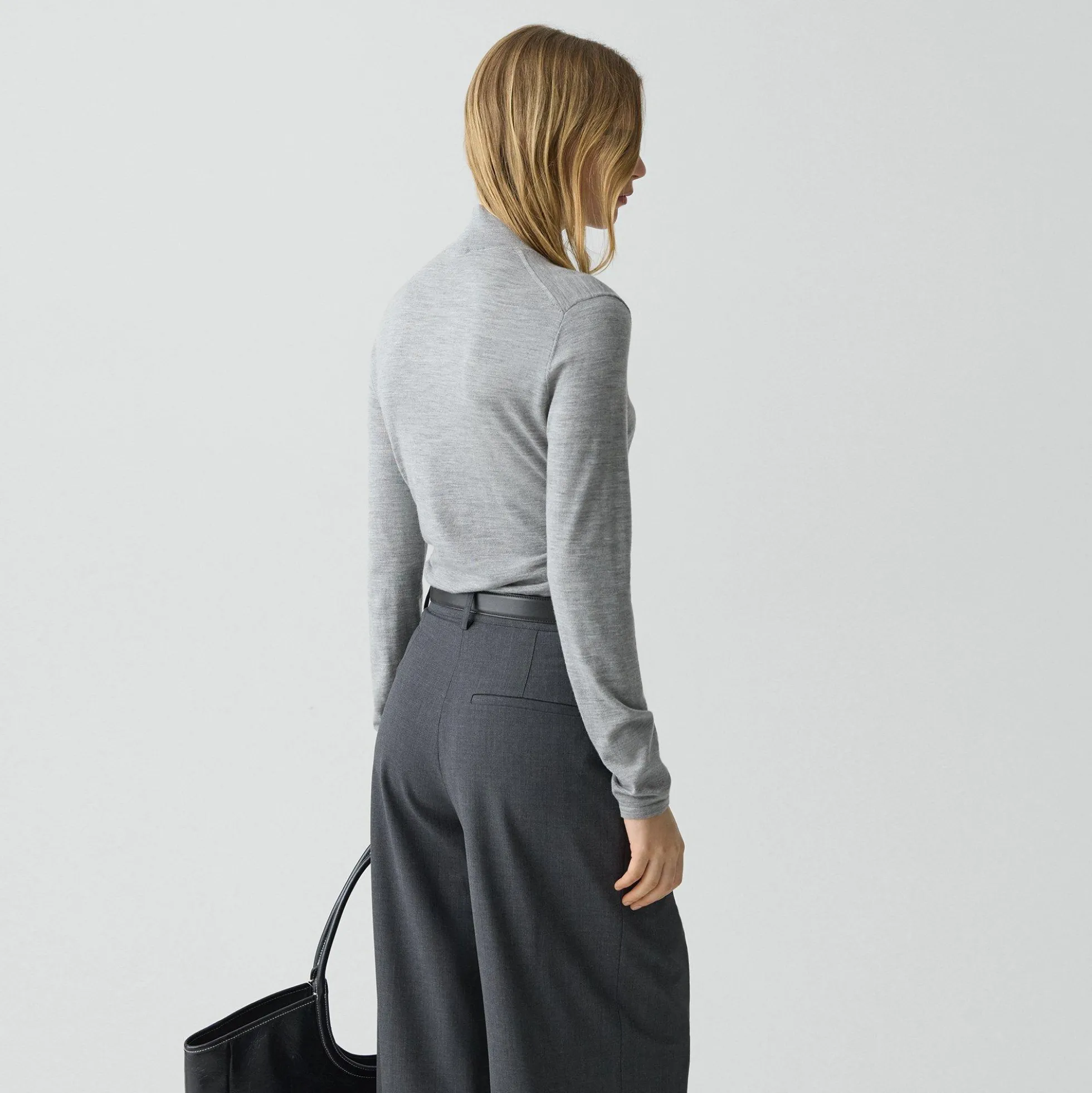 Shirred Henley Sweater in Regal Wool