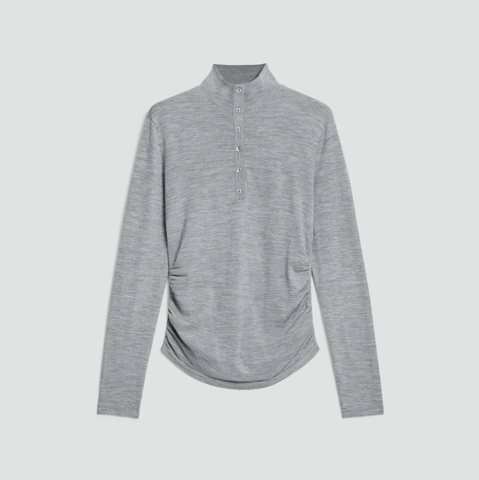 Shirred Henley Sweater in Regal Wool