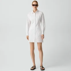 Shirt Dress in Striped Poplin