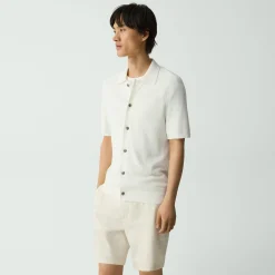Short-Sleeve Button-Up Shirt in Pacific Linen