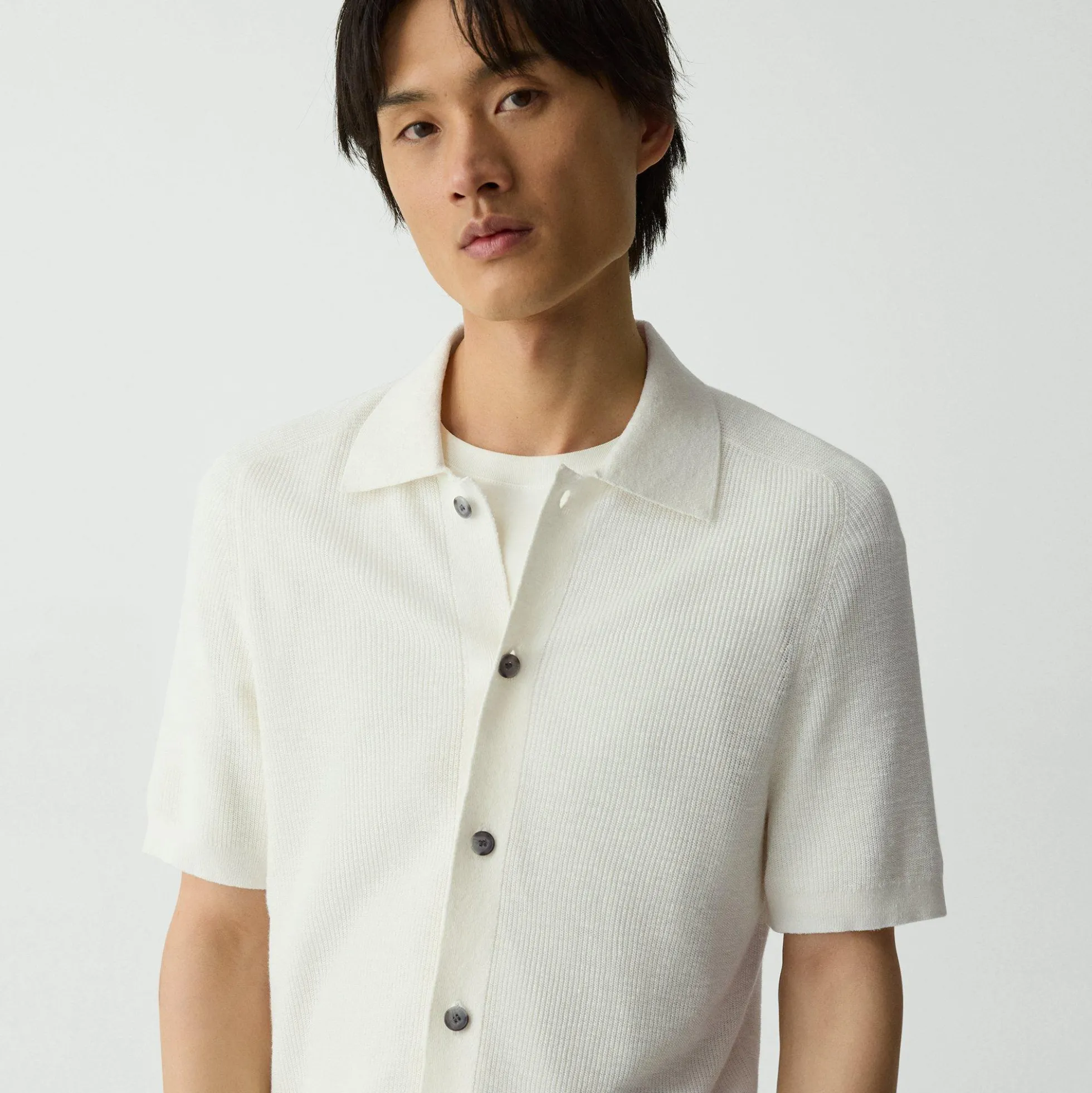 Short-Sleeve Button-Up Shirt in Pacific Linen